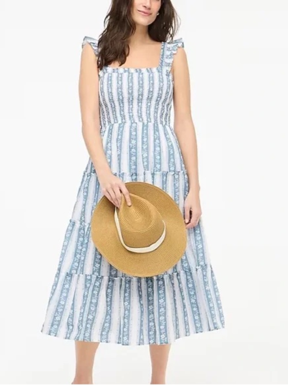 J. Crew Blue and White Striped Midi Dress - Picture 2 of 16